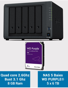 Synology DiskStation® DS1522+ NAS Server WD PURPLE 30TB (5x6TB)