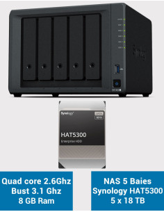 Synology DiskStation® DS1522+ Servidor NAS HAT5300 90TB (5x18TB)