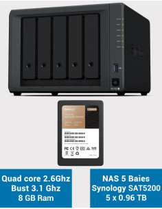Synology DiskStation® DS1522+ Serveur NAS SAT5200 4.8To (5x960Go)