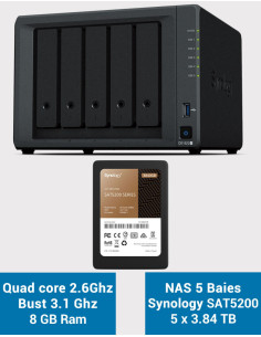 Synology DiskStation® DS1522+ Servidor NAS SAT5200 19.2TB (5x3840GB)