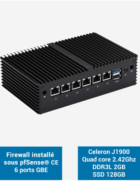 Firewall pfSense® Q1x J1900 6 Gigabit ports 2GB SSD 120GB