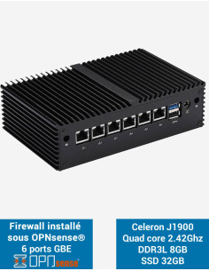 Firewall OPNsense® Q1x J1900 6 Gigabit ports 8GB SSD 30GB