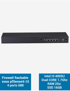 Firewall R3x I3 4005U Rack 1U sous pfSense® CE 4 ports 2Go SSD 16Go
