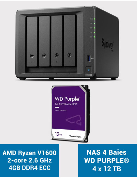 Synology DS923+ 4GB Serveur NAS WD PURPLE 48To (4x12To)