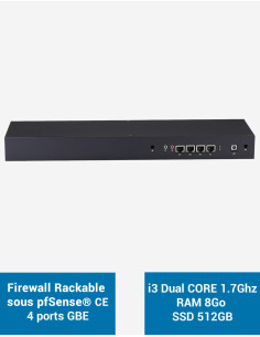 Firewall R3x I3 4005U Rack 1U bajo pfSense® CE 4 puertos 8GB SSD 500GB
