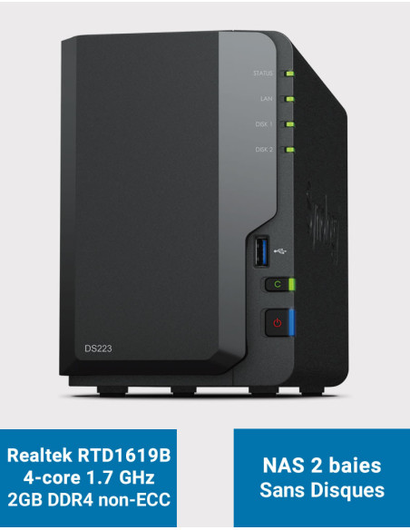 Synology DS223 NAS Server (Diskless)