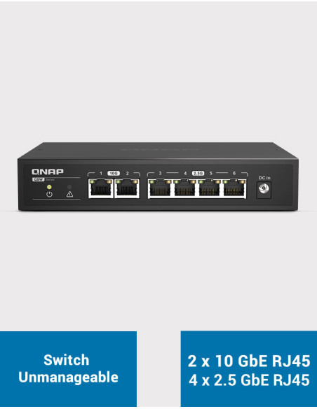 QNAP Switch 2 Port 10GbE RJ45 + 4 Port 2.5 GbE RJ45