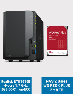 Synology DS223 NAS Server WD RED PLUS 16TB (2x8TB)