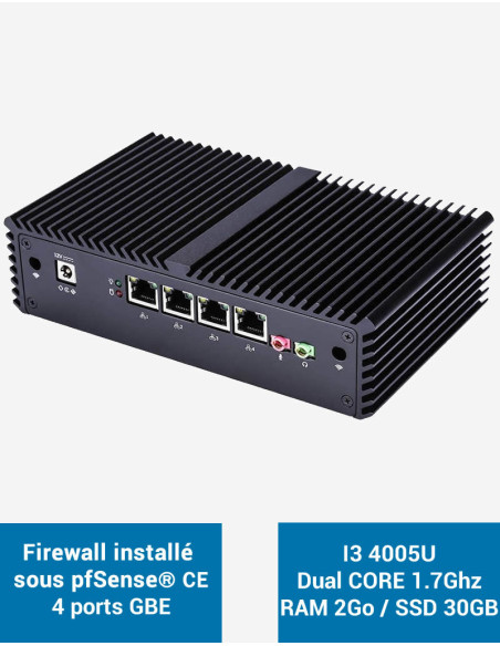 Firewall pfSense® Q3x I3 4005U 2 Gigabit ports 2GB SSD 30GB