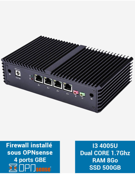 Firewall OPNsense® Q3x I3 4005U 4 puertos Gigabit 8GB SSD 500GB