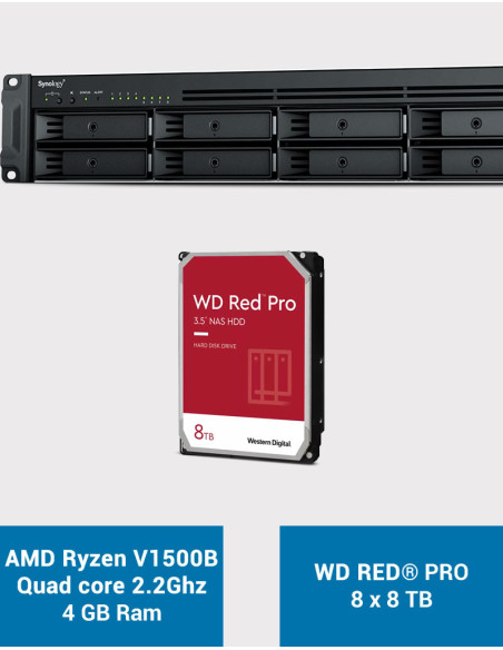 Synology RS1221+ NAS Rack Server WD RED PRO 64TB (8x8TB)
