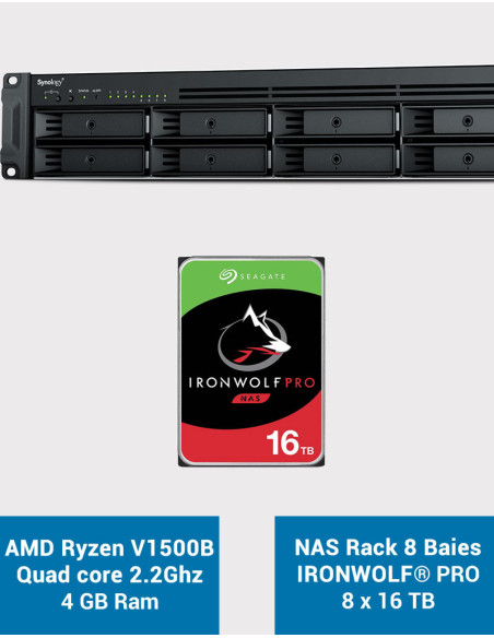 Synology RS1221+ Servidor NAS Rack IRONWOLF PRO 128TB (8x16TB)
