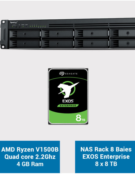 Synology RS1221+ NAS Rack Server  EXOS Enterprise 64TB (8x8TB)
