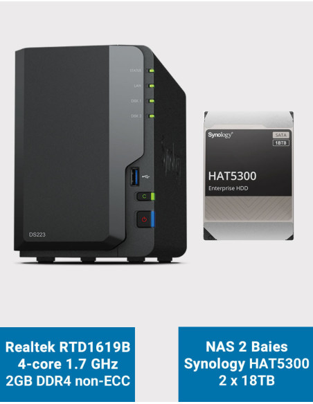 Synology DS223 NAS Server HAT5300 36TB (2x18TB)