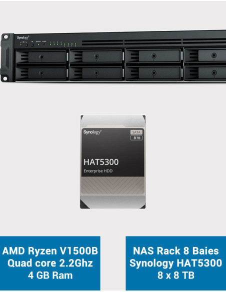 Synology RS1221+ Servidor NAS Rack HAT5300 64TB (8x8TB)