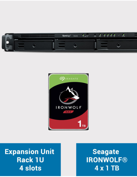 Synology RX418 Unité d'extension Rack 1U IRONWOLF 4To (4x1To)