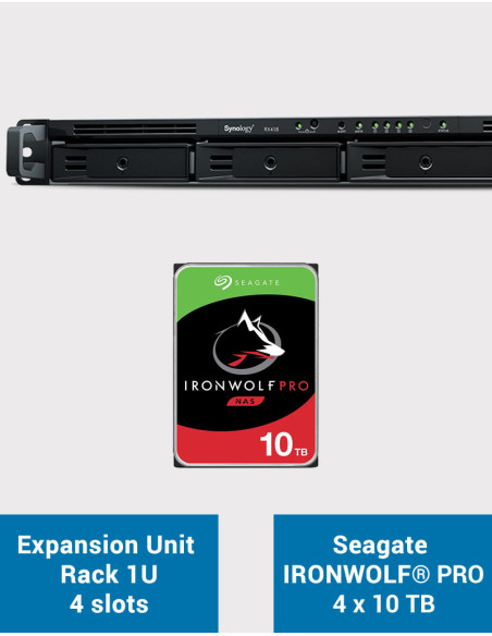Synology RX418 4-bay expansion unit 1U Rack IRONWOLF PRO 40TB (4x10TB)