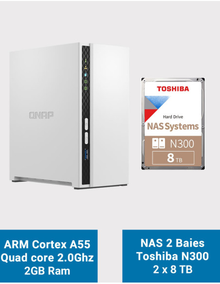 Qnap TS-233 NAS Server Toshiba N300 16TB (2x8TB)