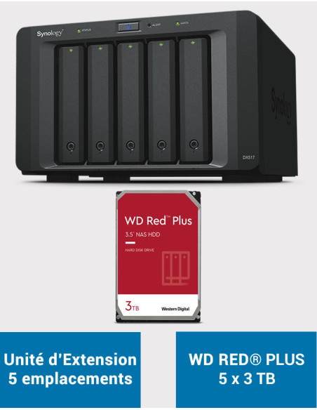 Synology DX517 Expansion Unit WD RED PLUS 15TB (5x3TB)