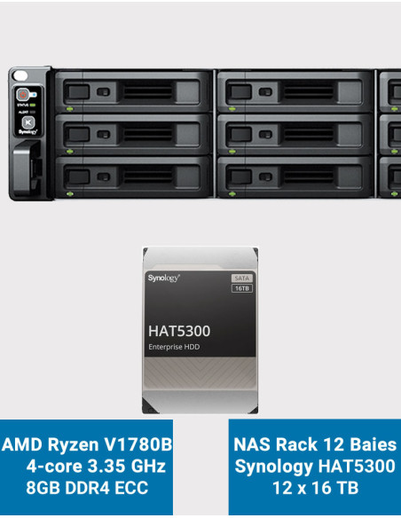 Synology RS2423+ NAS Server Rack 2U 12-Bay HAT5300 192TB (12x16TB)