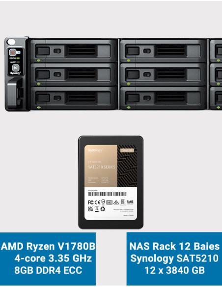 Synology RS2423+ NAS Server Rack 2U SAT5210 46.08TB (12x3840GB)