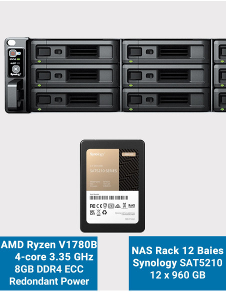 Synology RS2423RP+ Servidor NAS Rack 2U SAT5210 11.52TB (12x960GB)