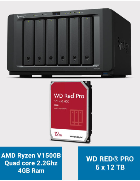 Synology DS1621+ NAS Server WD RED PRO 72TB (6x12TB)