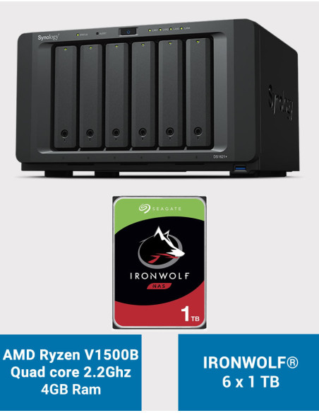 Synology DS1621+ NAS Server IronWolf 6TB (6x1TB)