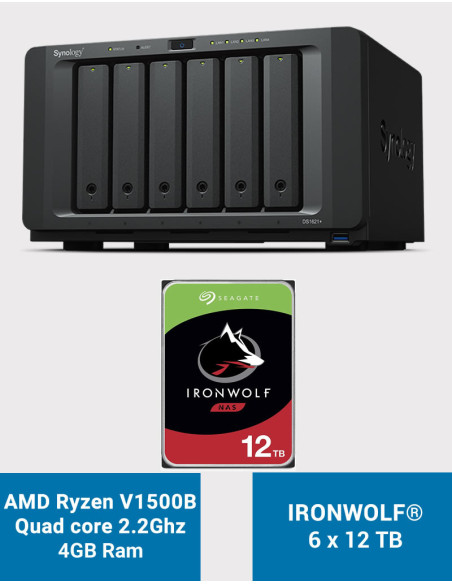 Synology DS1621+ NAS Server IronWolf 72TB (6x12TB)