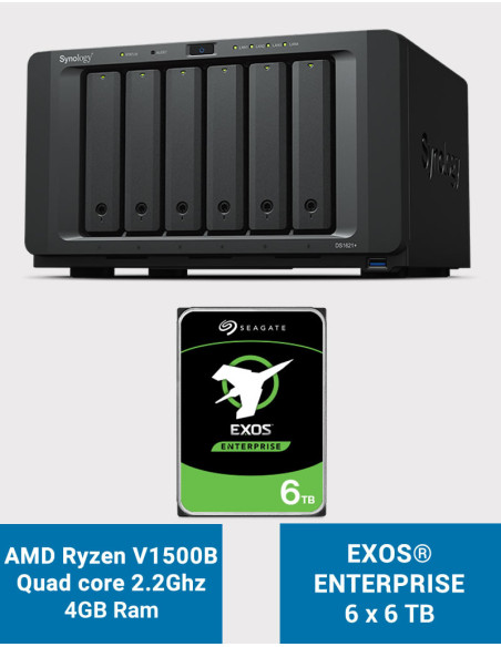 Synology DS1621+ NAS Server EXOS Enterprise 36TB (6x6TB)