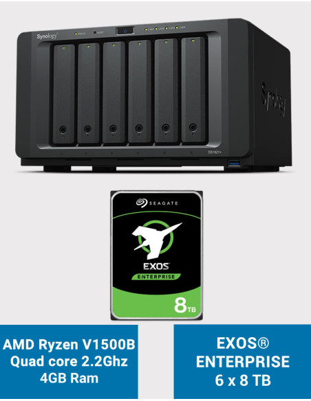 Synology DS1621+ NAS Server EXOS Enterprise 48TB (6x8TB)