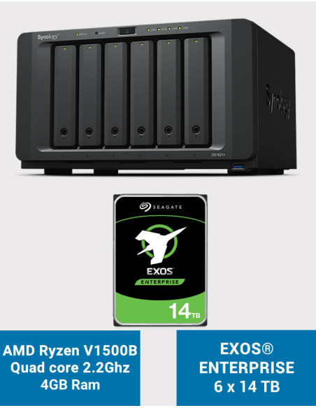 Synology DS1621+ NAS Server EXOS Enterprise 84TB (6x14TB)