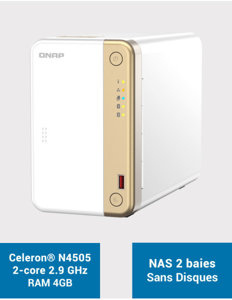 QNAP TS-262 4GB NAS Server 2 bays (Diskless)