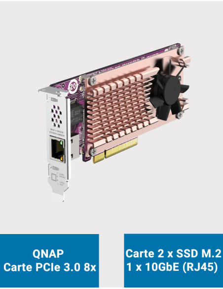QNAP Dual M.2 2280 PCIe NVMe SSD & single-port 10GbE expansion card