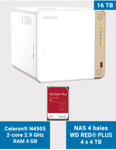QNAP TS-462 4GB NAS Server WD RED PLUS 16TB (4x4TB)