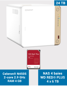 QNAP TS-462 4GB Serveur NAS WD RED PLUS 24To (4x6To)