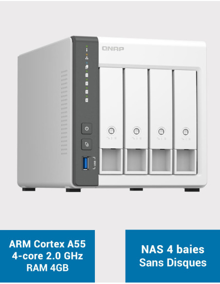 QNAP TS-433 4GB NAS Server 4 bays (Diskless)