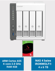 QNAP TS-433 4GB NAS Server IRONWOLF 24TB (4x6TB)