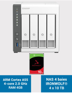QNAP TS-433 4GB Servidor NAS IRONWOLF 40TB (4x10TB)