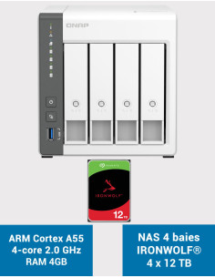QNAP TS-433 4GB Servidor NAS IRONWOLF 48TB (4x12TB)