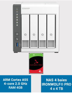 QNAP TS-433 4GB NAS Server IRONWOLF PRO 16TB (4x4TB)