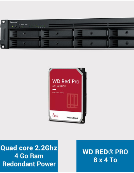 Synology RS1221RP+ NAS Rack Server (2 PSU) WD RED PRO 32TB (8x4TB)