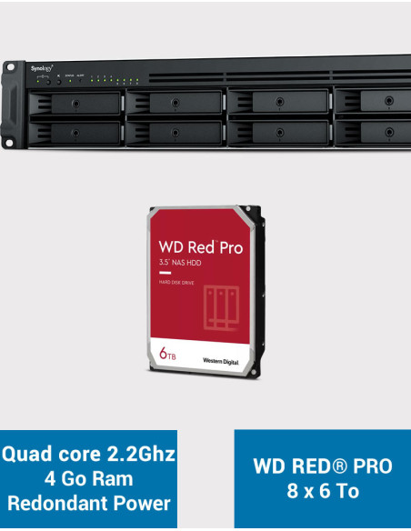 Synology RS1221RP+ NAS Rack Server (2 PSU) WD RED PRO 48TB (8x6TB)