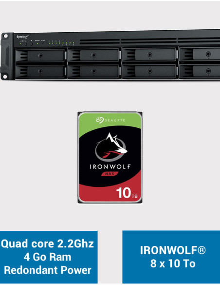 Synology RS1221RP+ NAS Rack Server (2 PSU) IRONWOLF 80TB (8x10TB)