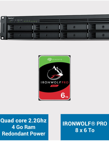 Synology RS1221RP+ NAS Rack Server (2 PSU) IRONWOLF PRO 48TB (8x6TB)