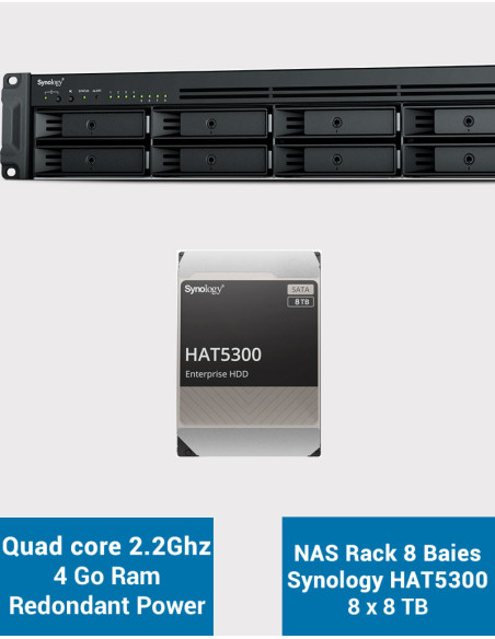 Synology RS1221RP+ NAS Rack Server (2 PSU) HAT5300 64TB (8x8TB)