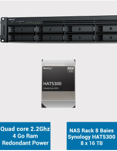 Synology RS1221RP+ Serveur NAS Rack (2 PSU) HAT5300 128To (8x16To)