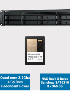 Synology RS1221RP+ Servidor NAS Rack (2 PSU) SAT5210 7.68TB (8x960GB)