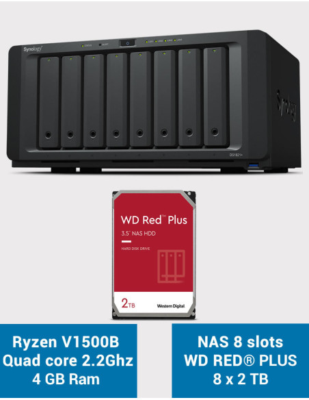 Synology DS1821+ 8-bay NAS Server WD RED PLUS 16TB (8x2TB)