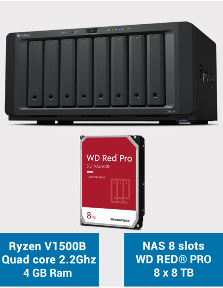 Synology DS1821+ 8-bay NAS Server WD RED PRO 64TB (8x8TB)
